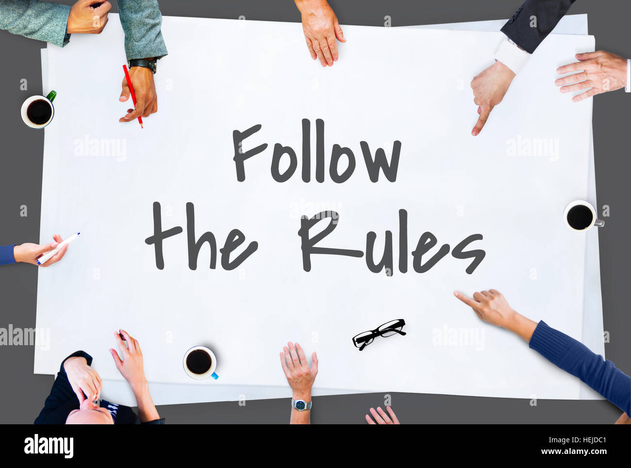 Follow the Rules Society Regulations Legal System Law Concept Stock
