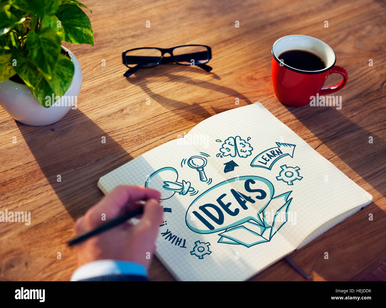 Ideas Think Learn Icons Graphic Concept Stock Photo - Alamy