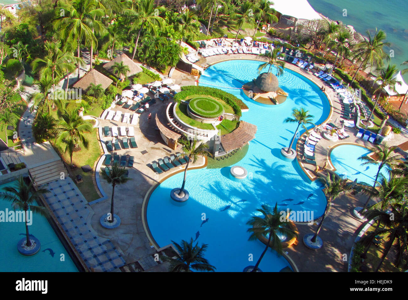 Pool area of Hotel Hilton Hua Hin, Thailand Stock Photo