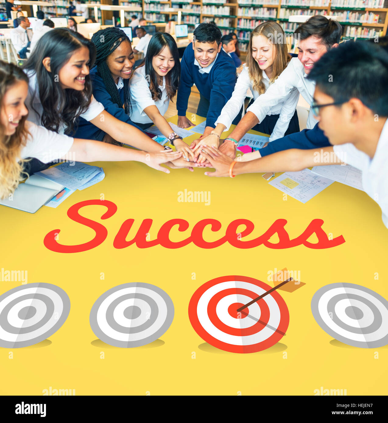 Team building mission hands hi-res stock photography and images - Alamy