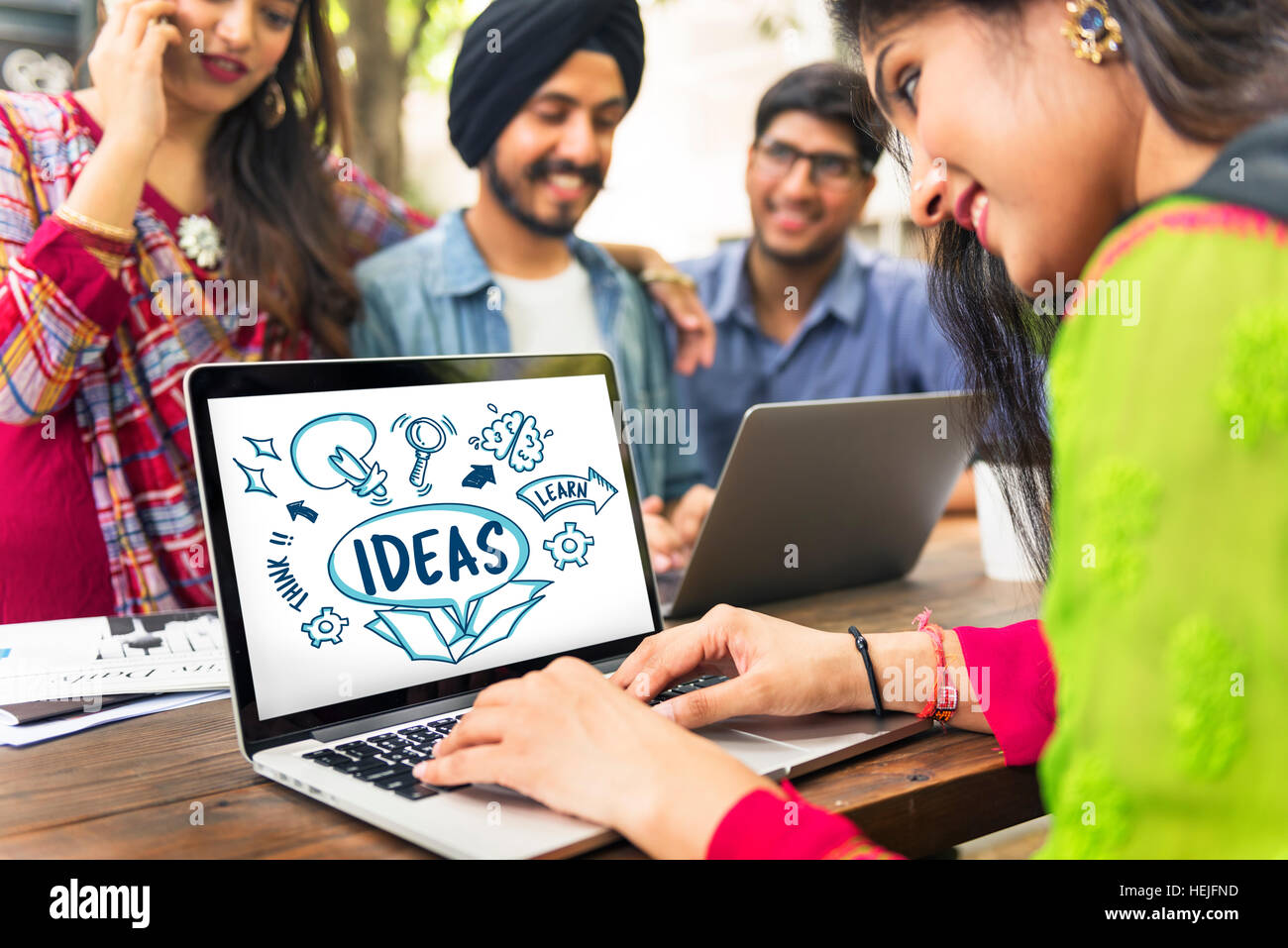 Ideas Think Learn Icons Graphic Concept Stock Photo - Alamy