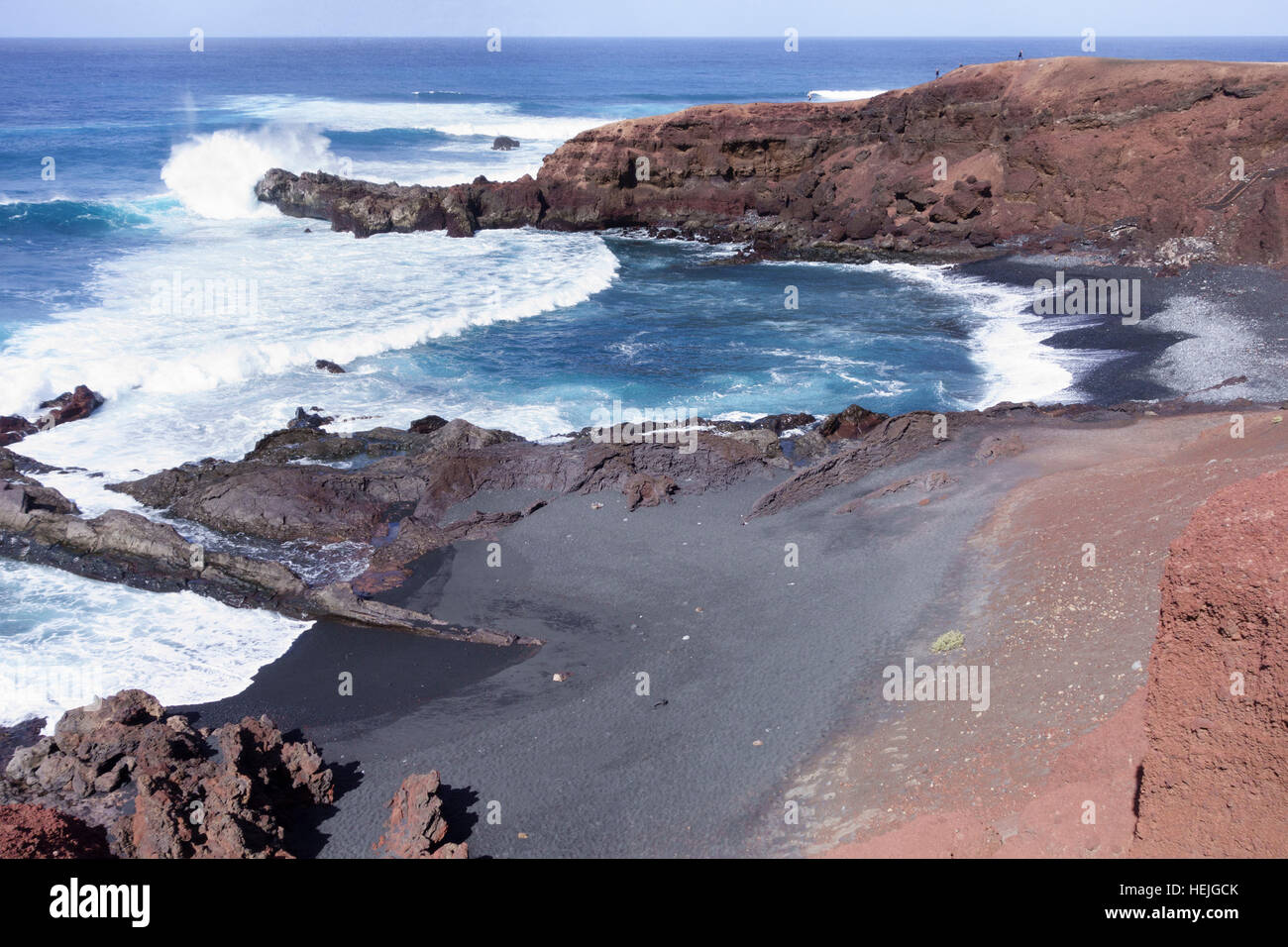 Volcanic beach, El Golfo, Lanzarote, Canary islands, Spain Stock Photo