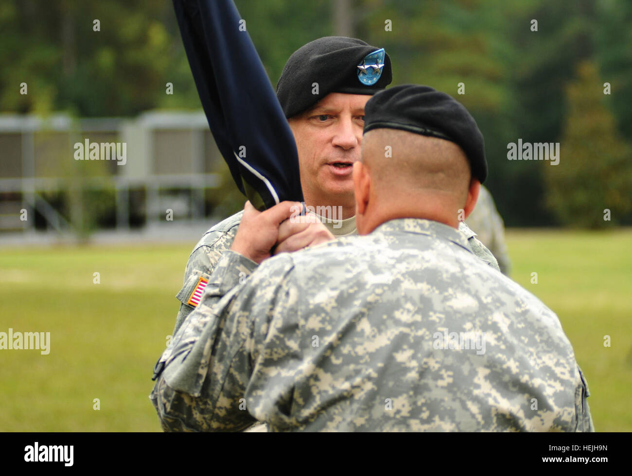 U.S. Army personnel conduct a change of command ceremony at the ...