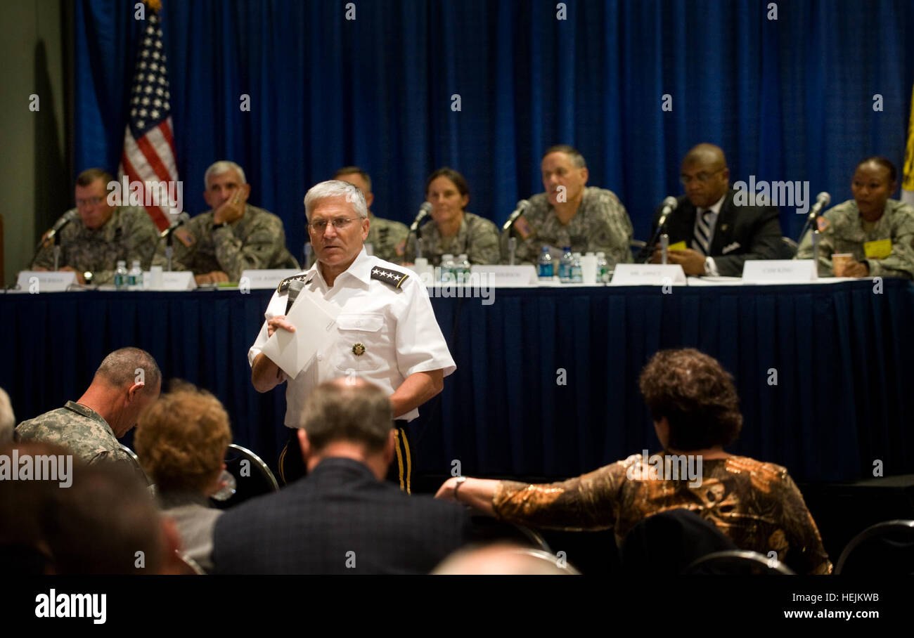 Chief of Staff of the Army, Gen. George W. Casey Jr., kicks off a panel discussion on the Army's new Comprehensive Solider Fitness program at the 2009 Association of the U.S. Army Annual Meeting in Washington, D.C., Oct. 5, 2009.  Army photo by D. Myles Cullen (released) US Army 52981 CSA on CSF Stock Photo