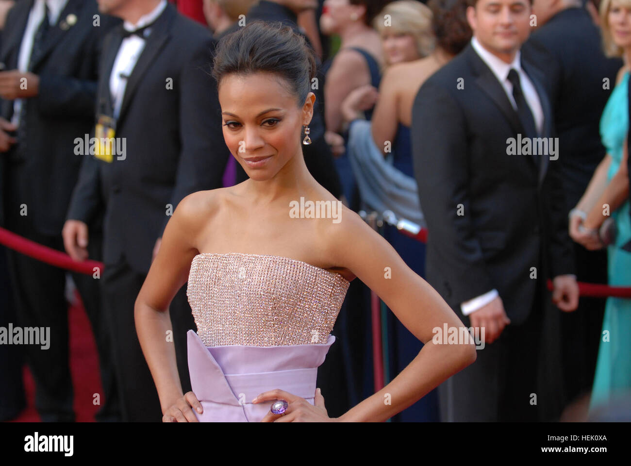 Zoe Saldana, Neytiri from "Avatar," arrives at the 82nd Academy Awards