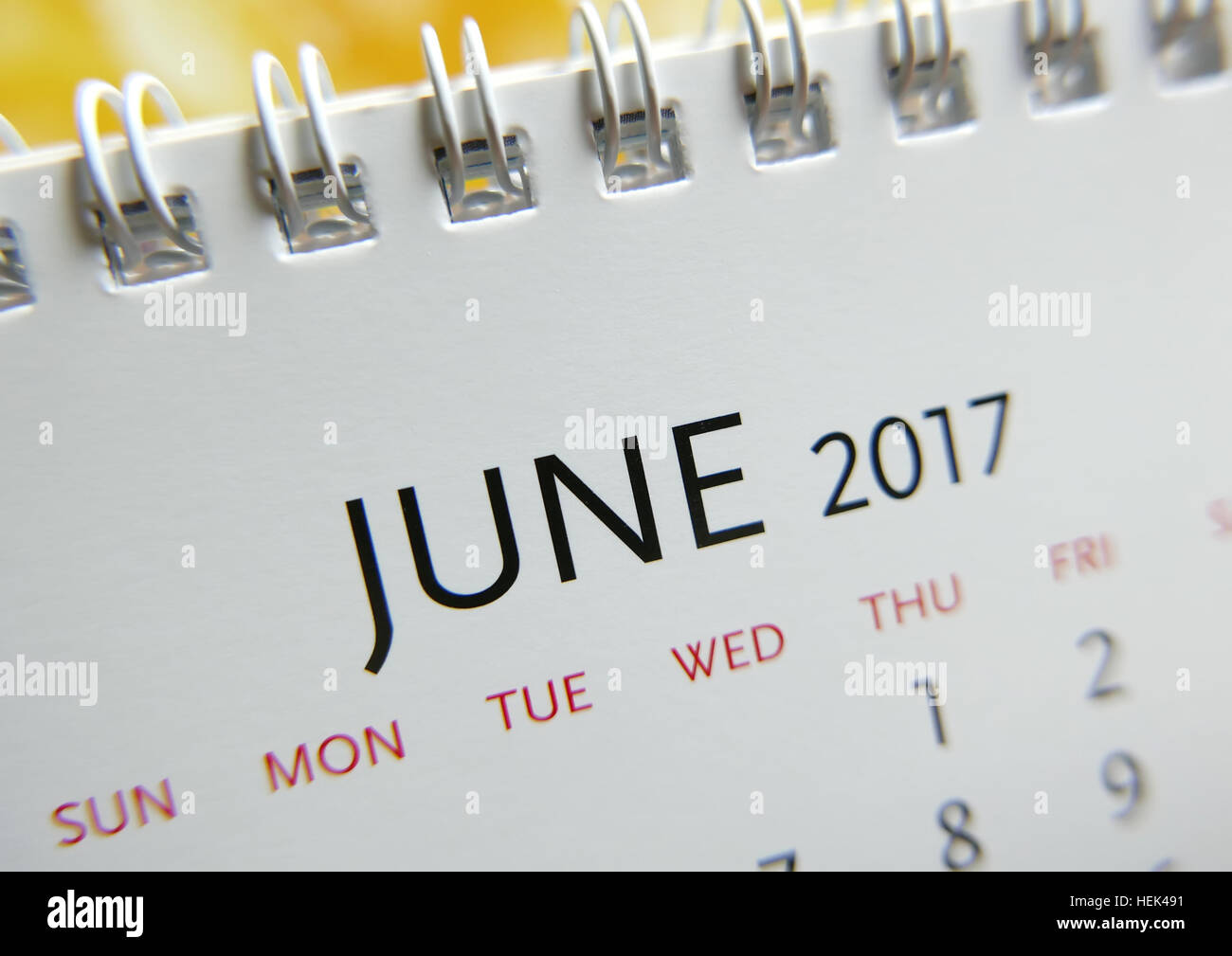 Close up calendar of June 2017 Stock Photo