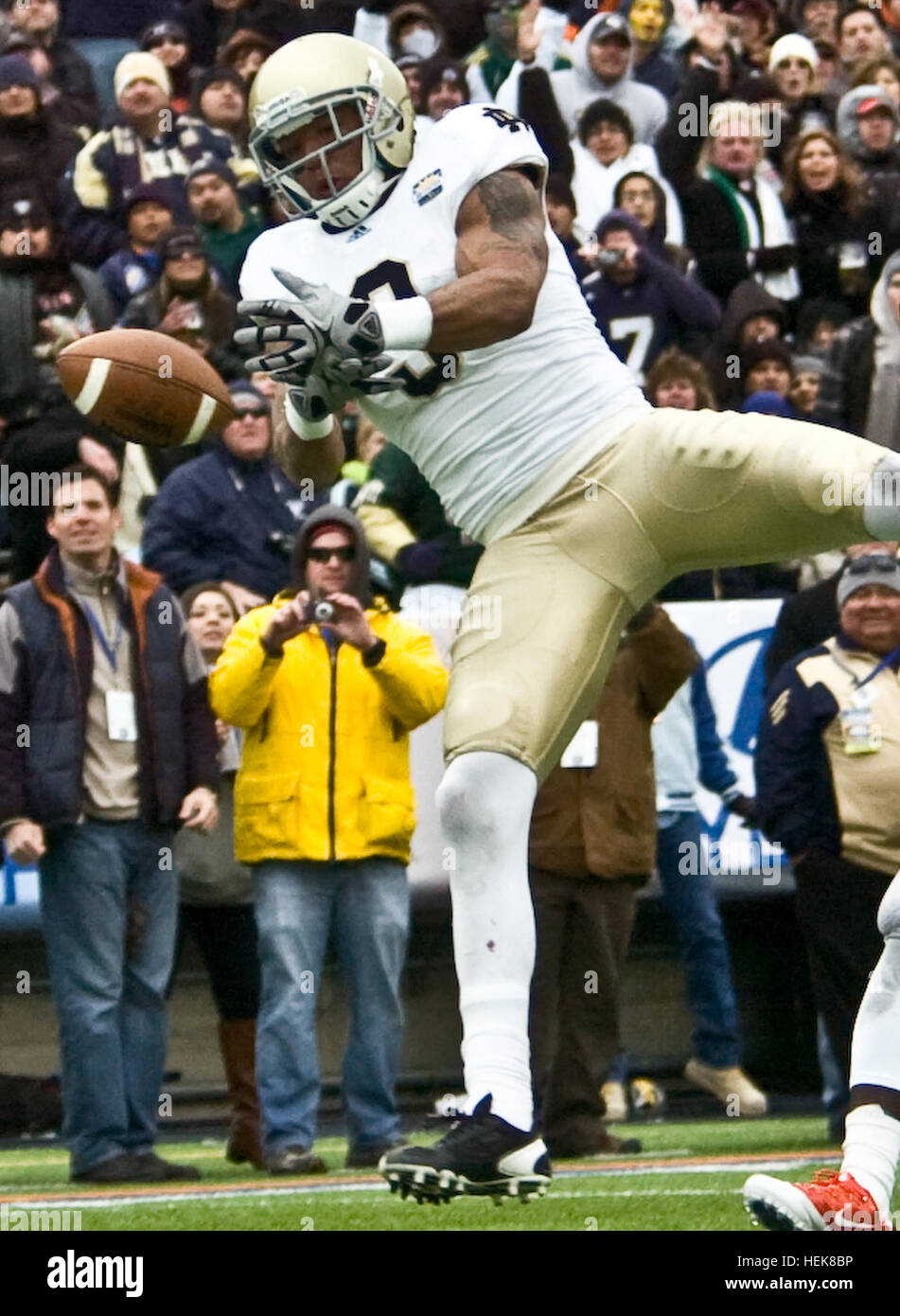 EL PASO Texas December 31 2010 University of Notre Dame wide receiver Michael Floyd battles a University of Miami defensive back for position during the 2010 Hyundai Sun Bowl in El Paso