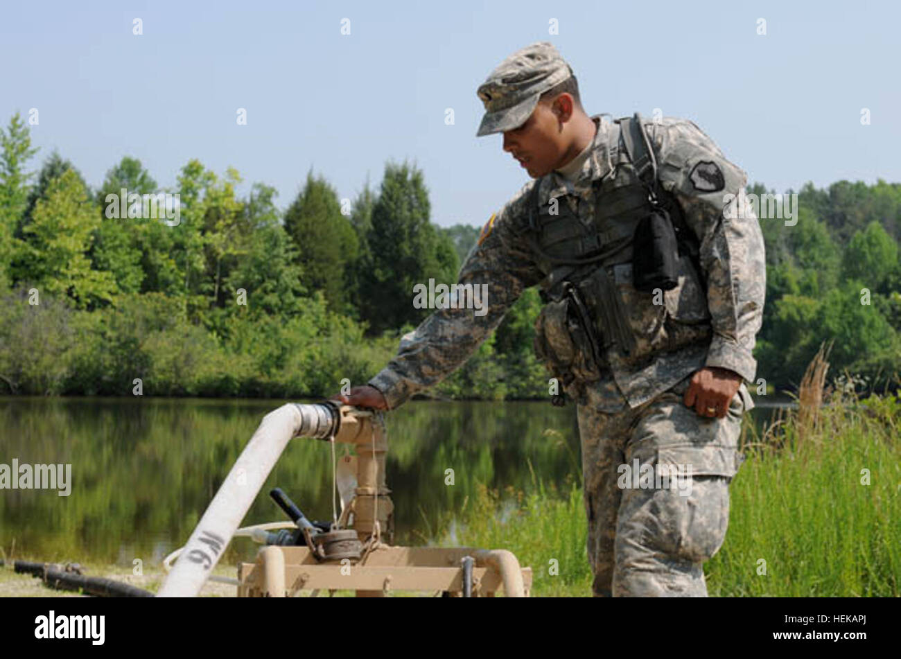 U.S. Army Reserve Spc. Franklin Baez, a water purification specialist