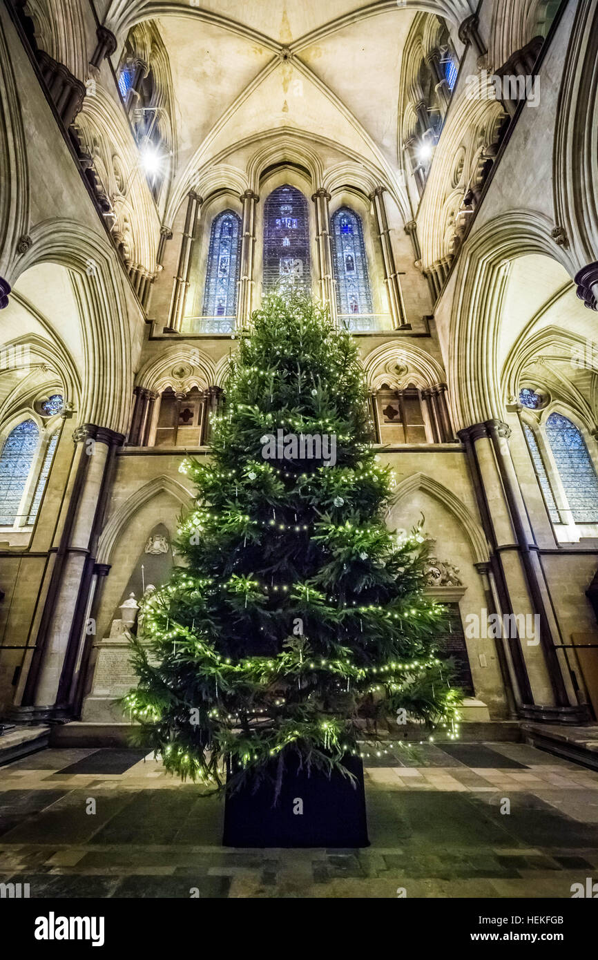 Christmas tree inside british church hires stock photography and