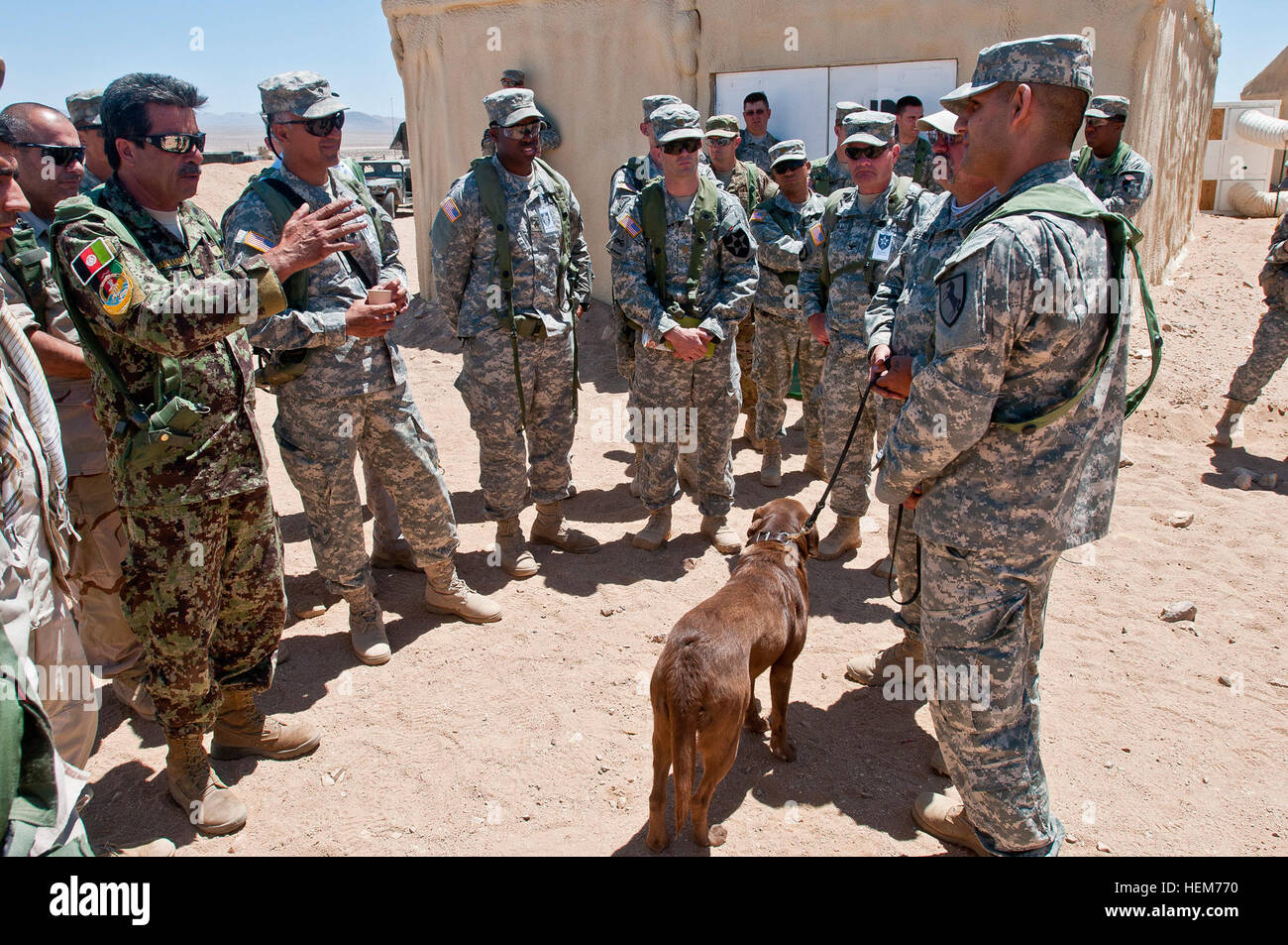 An Afghan role player portraying an Afghan army officer asks David