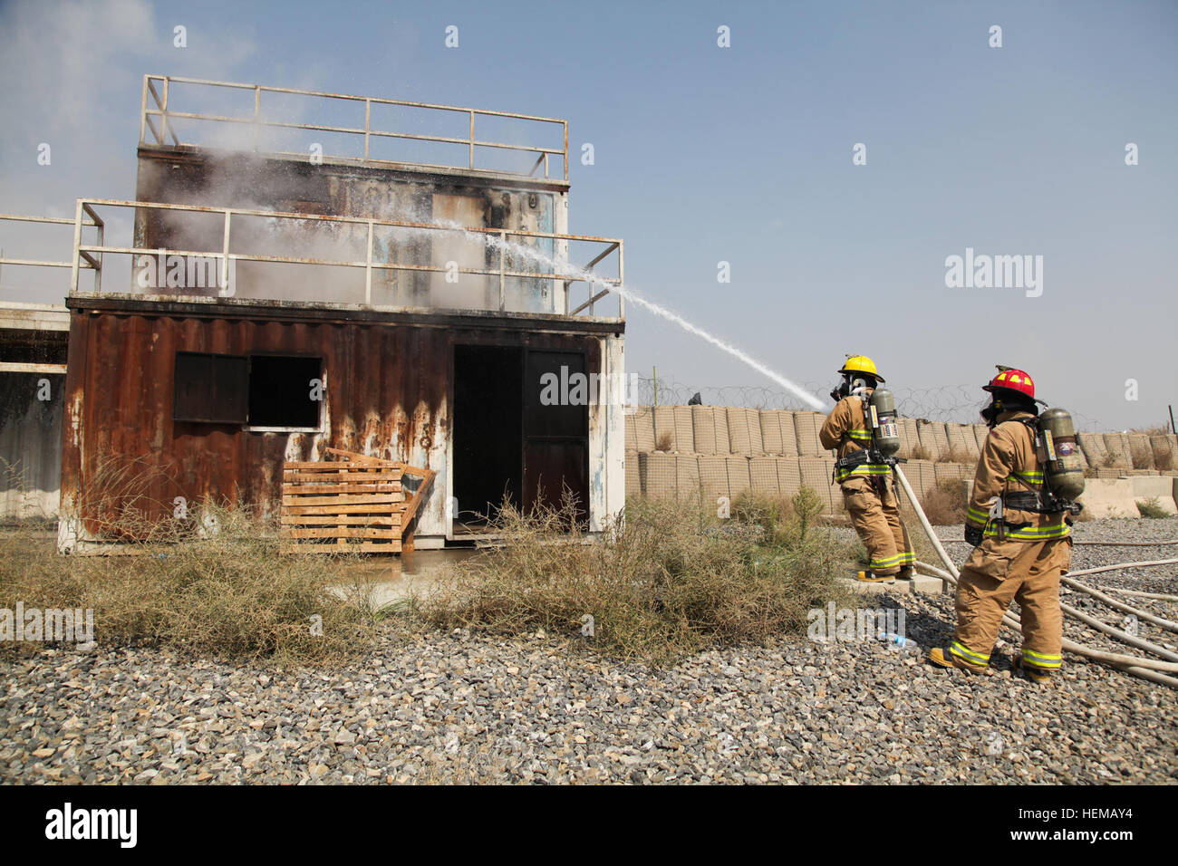 Fireman Gerald Seidel with the Salerno Fire Department sprays water
