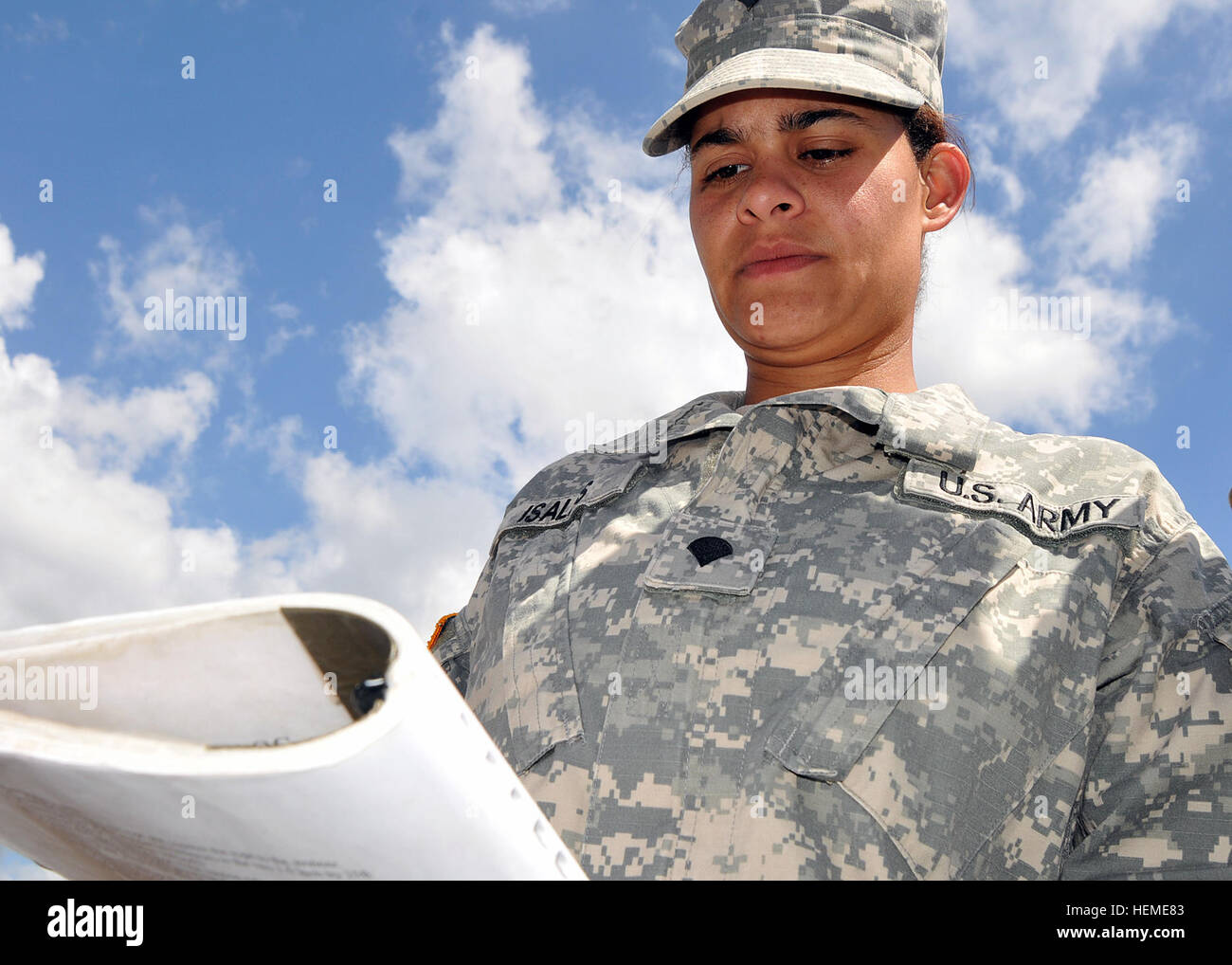 U.S. Army Spc. Jessica Isales, with Delta Company, Water Purification