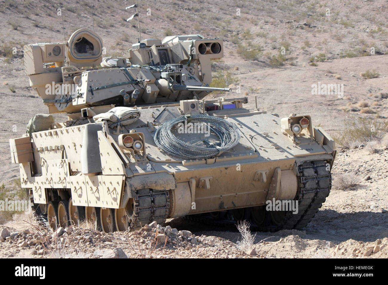 An M2 Bradley Fighting Vehicle is on display during a training exercise