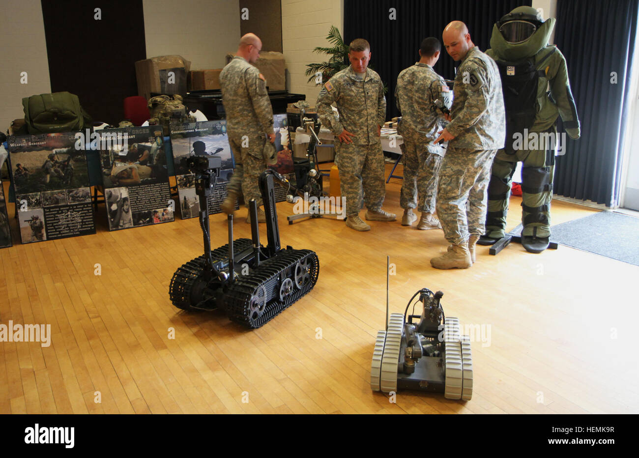 An Explosive Ordnance Disposal (EOD) team desk shows off their robotics