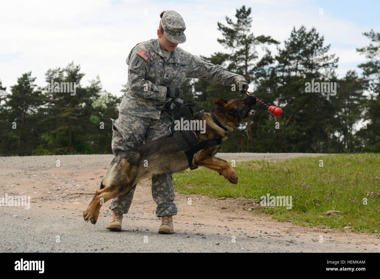 U.S. Army Sgt. Kara Yost, assigned to the 131st Military Working Dog ...