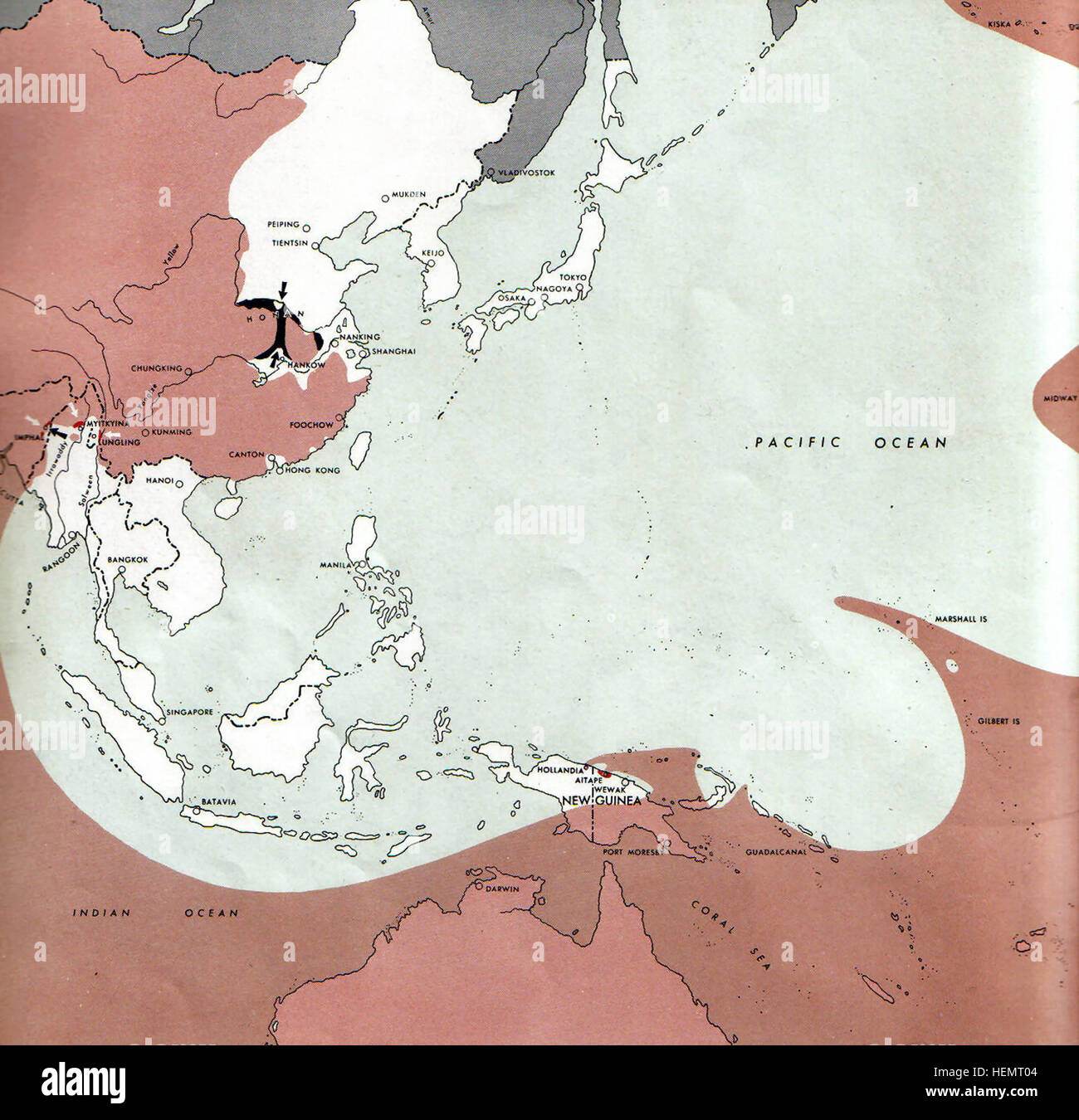 The 1944 Japanese World War II battlefront atlas provides detailed maps ...