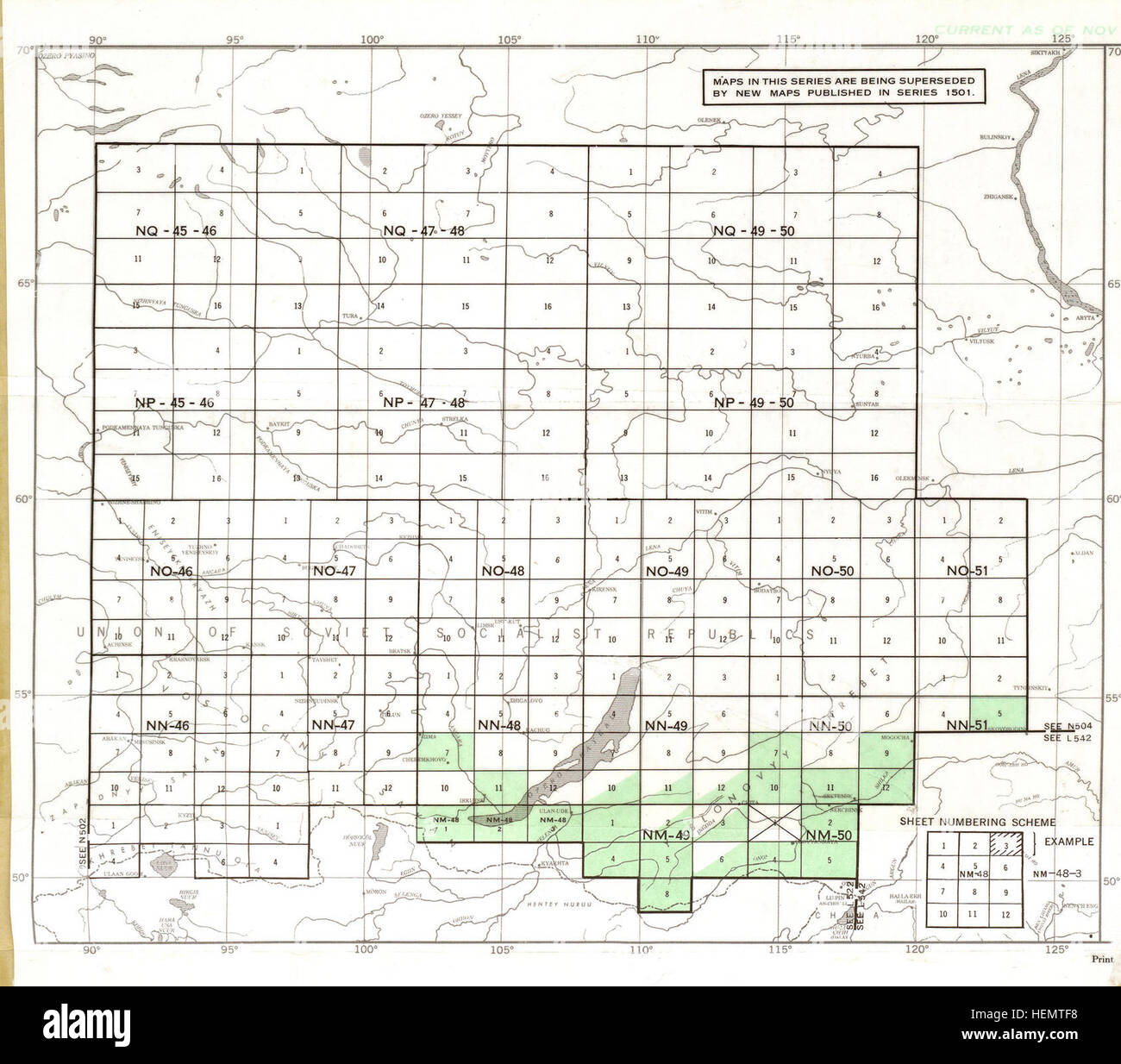 Reference to the U.S. Army Map Service Index Map depicting Central ...