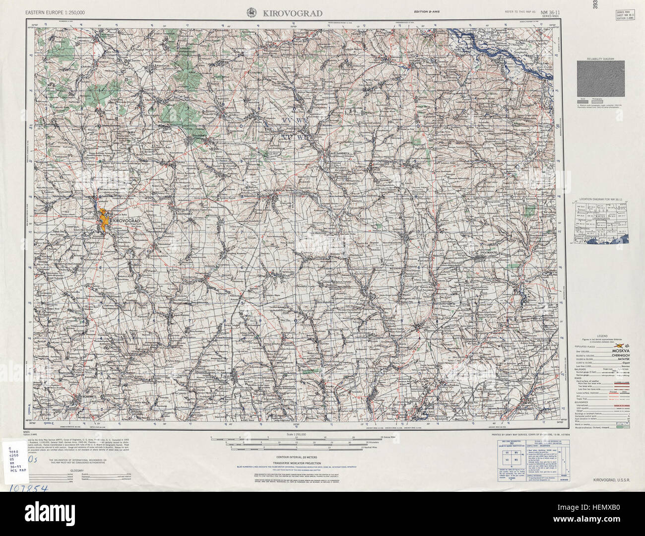 USSR map NM 36-11 Kirovograd Stock Photo