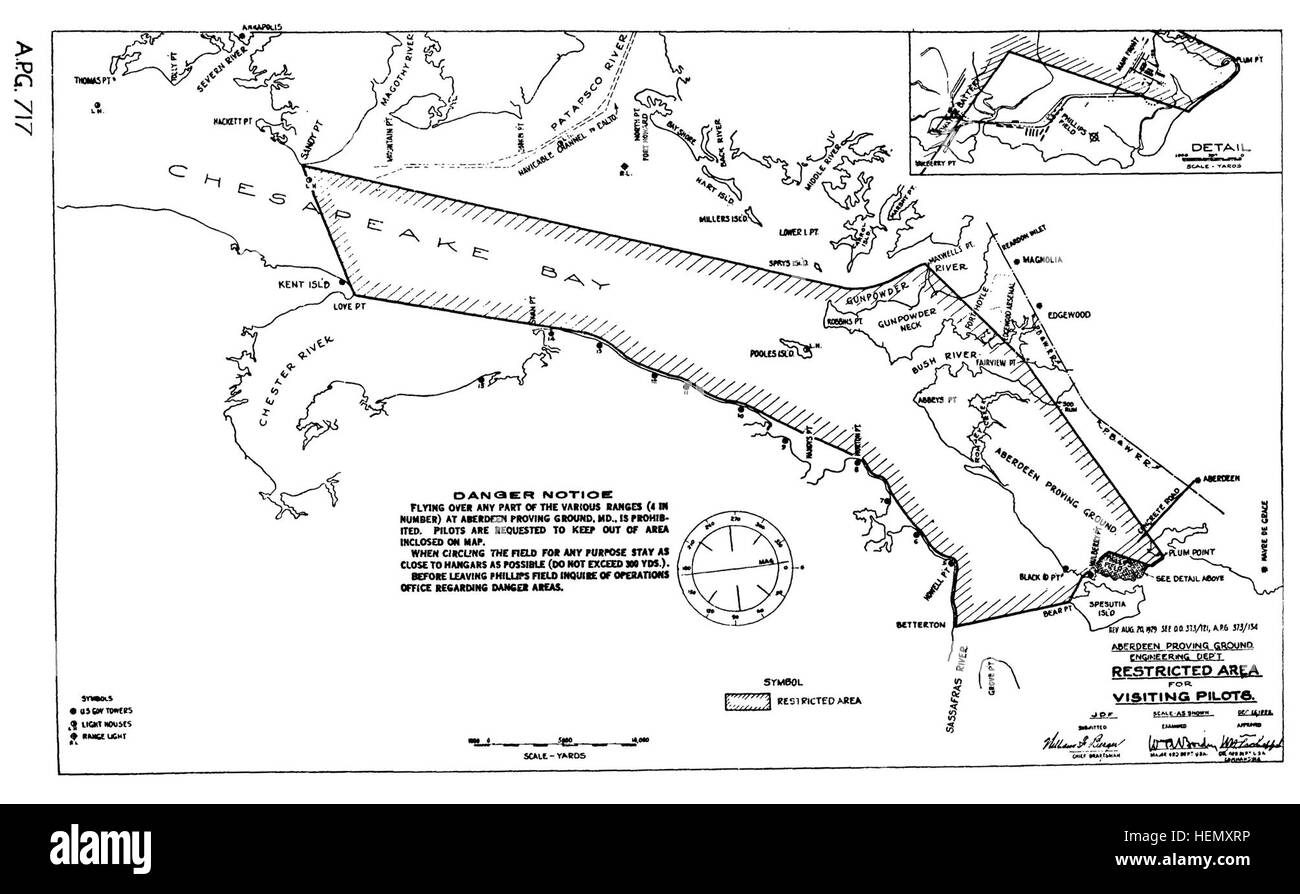 Aberdeen Proving Ground Airspace Reservation EO 5211 illustration Stock