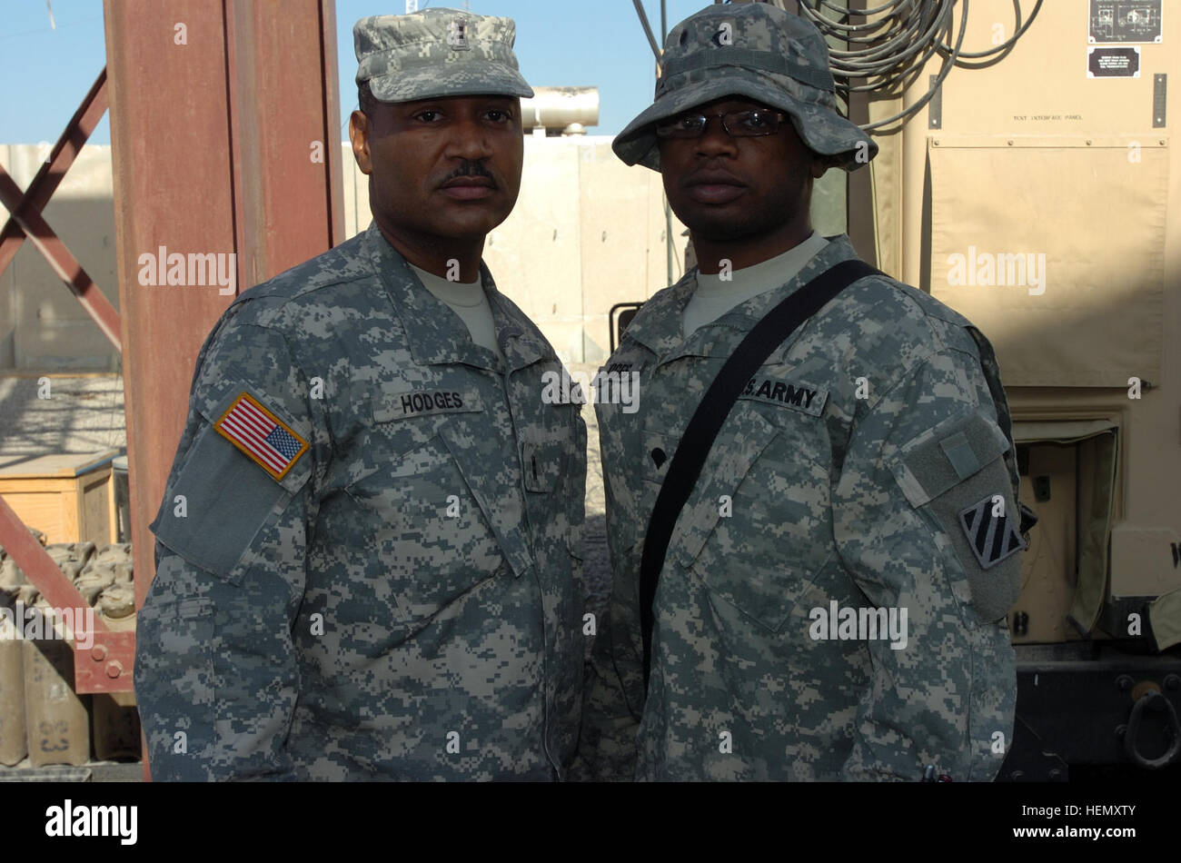 Chief Warrant Officer Fred Hodges (left), 325th Combat Surgical 