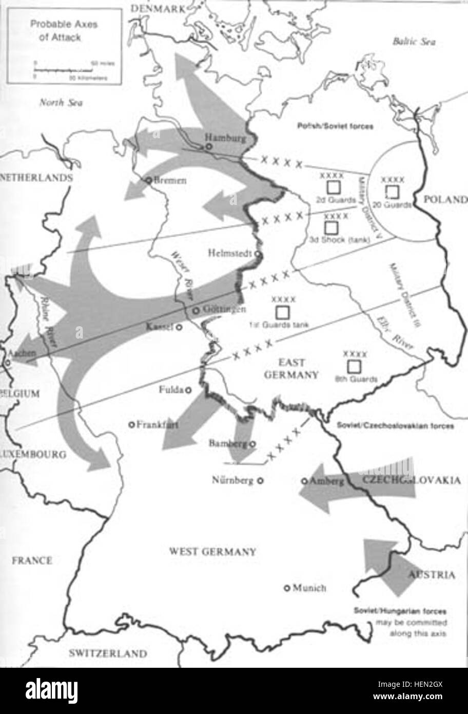 Probable axes of attack refers to the anticipated routes and directions ...