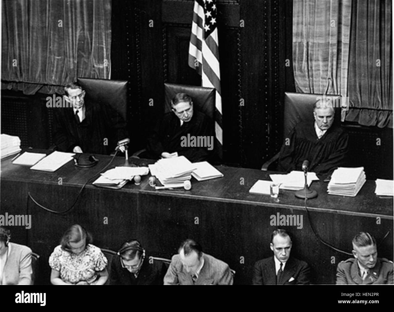 Judges Speight, Musmanno and Dixon at the Einsatzgruppen Trial Stock Photo