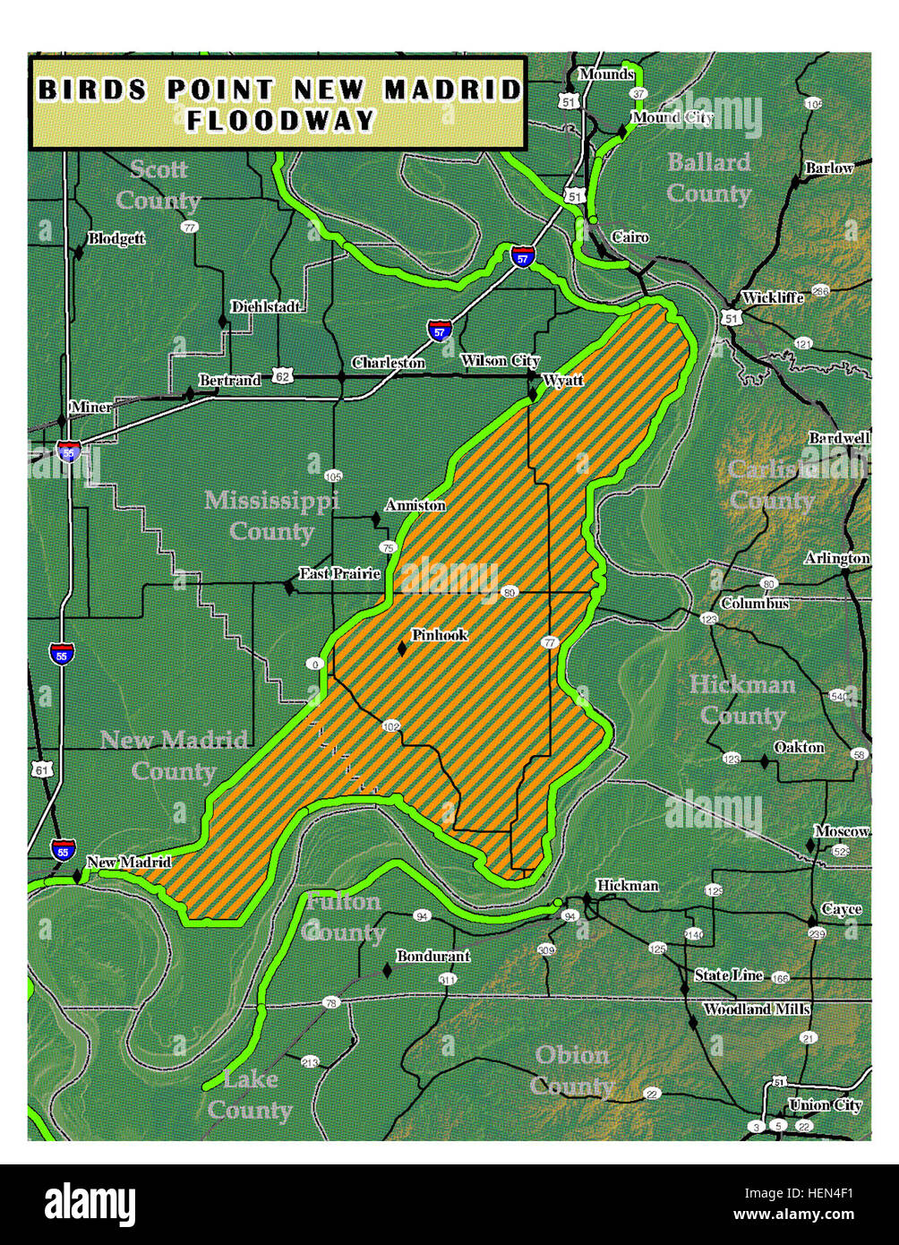 Birds Point New Madrid Map Stock Photo Alamy