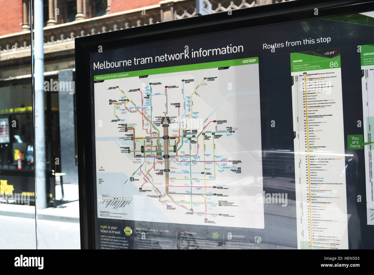 Melbourne tram network information at Southern Cross station Melbourne Victoria Australia Stock Photo