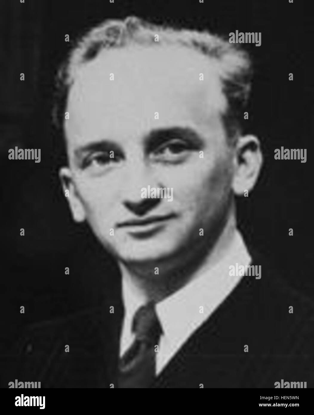 Prosecutor Benjamin Ferencz at the Einsatzgruppen Trial portrait Stock Photo