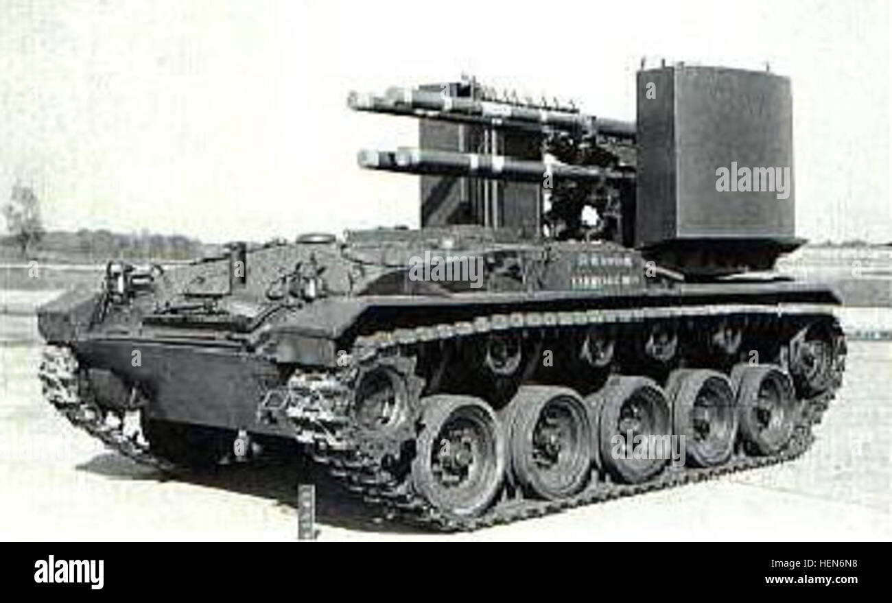 Multiple 105mm T19 recoilless rifles on M24 Chaffee Chassis Stock Photo