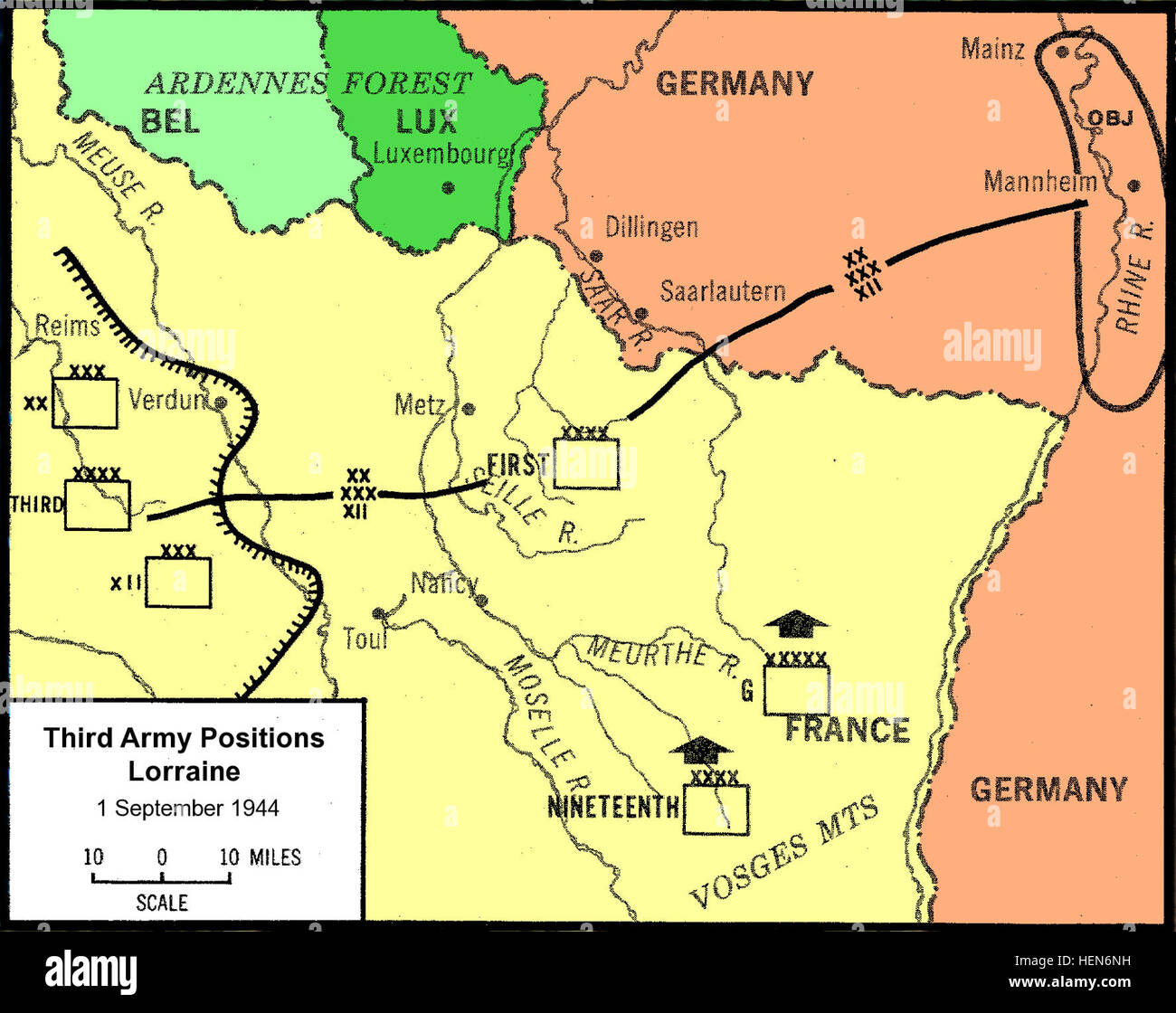 Third Army Positions - 1 Sep 1944 Stock Photo - Alamy