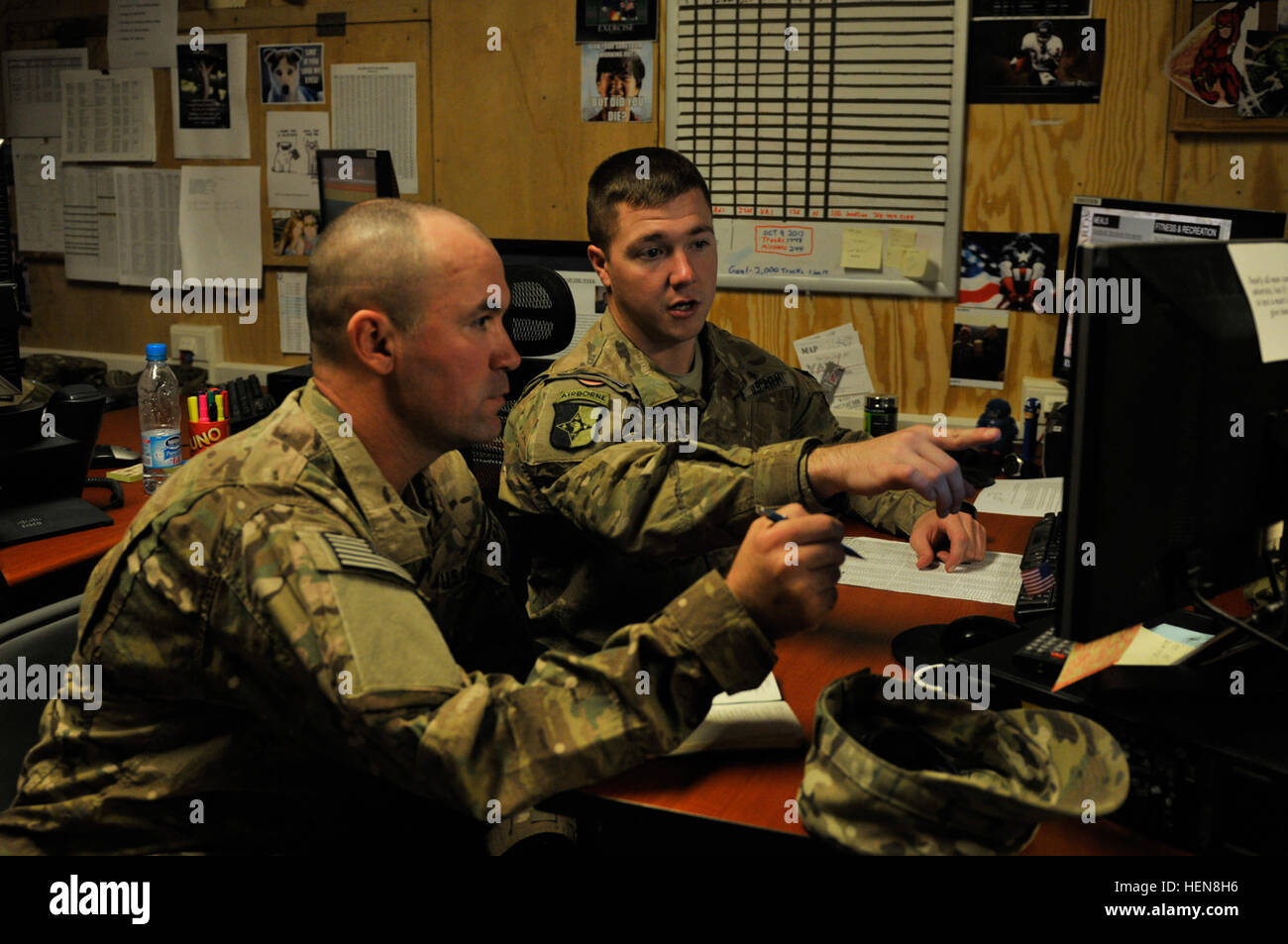 Soldiers from the 1438th and 1638th Transportation Companies conduct a ...