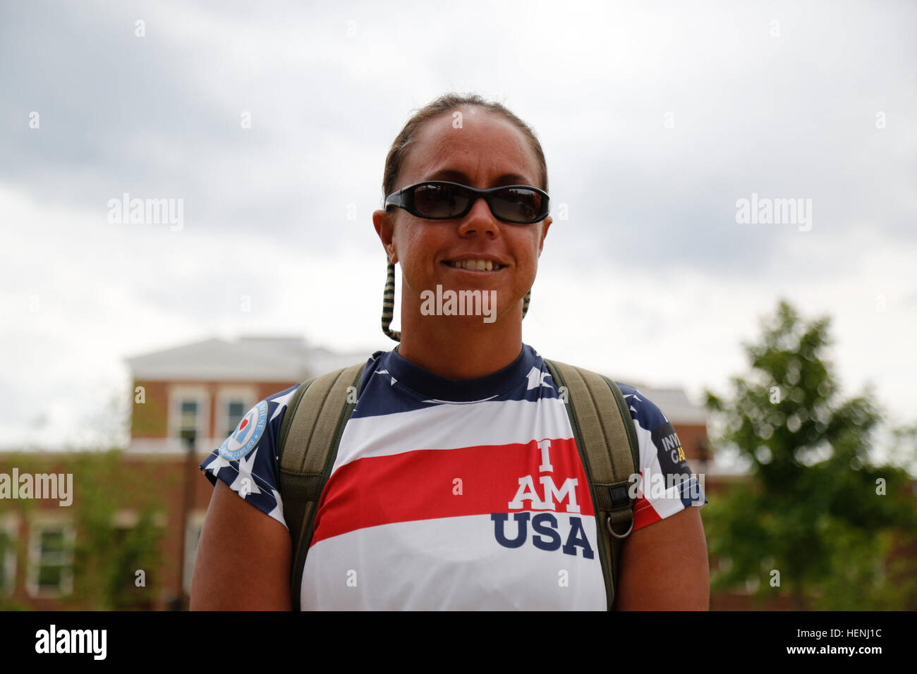 U.S. Army Reserves Sgt. Kawaiola Nahale, assigned to 311th Signal Command, Fort Shafter, Hawaii, poses for a profile photo after training for the 2015 Department of Defense Warrior Games on Fort Belvoir, Va., June 7, 2015. Nahale is one of more than 40 active duty and veteran athletes training at Fort Belvoir. She will represent Team Army in the 2015 DOD Warrior Games swimming competition and cycling competition held at Marine Corps Base, Quantico, Va., June 19-28. The 2015 DOD Warrior Games is an adaptive sports competition for wounded, ill and injured service members and veterans. Approximat Stock Photo