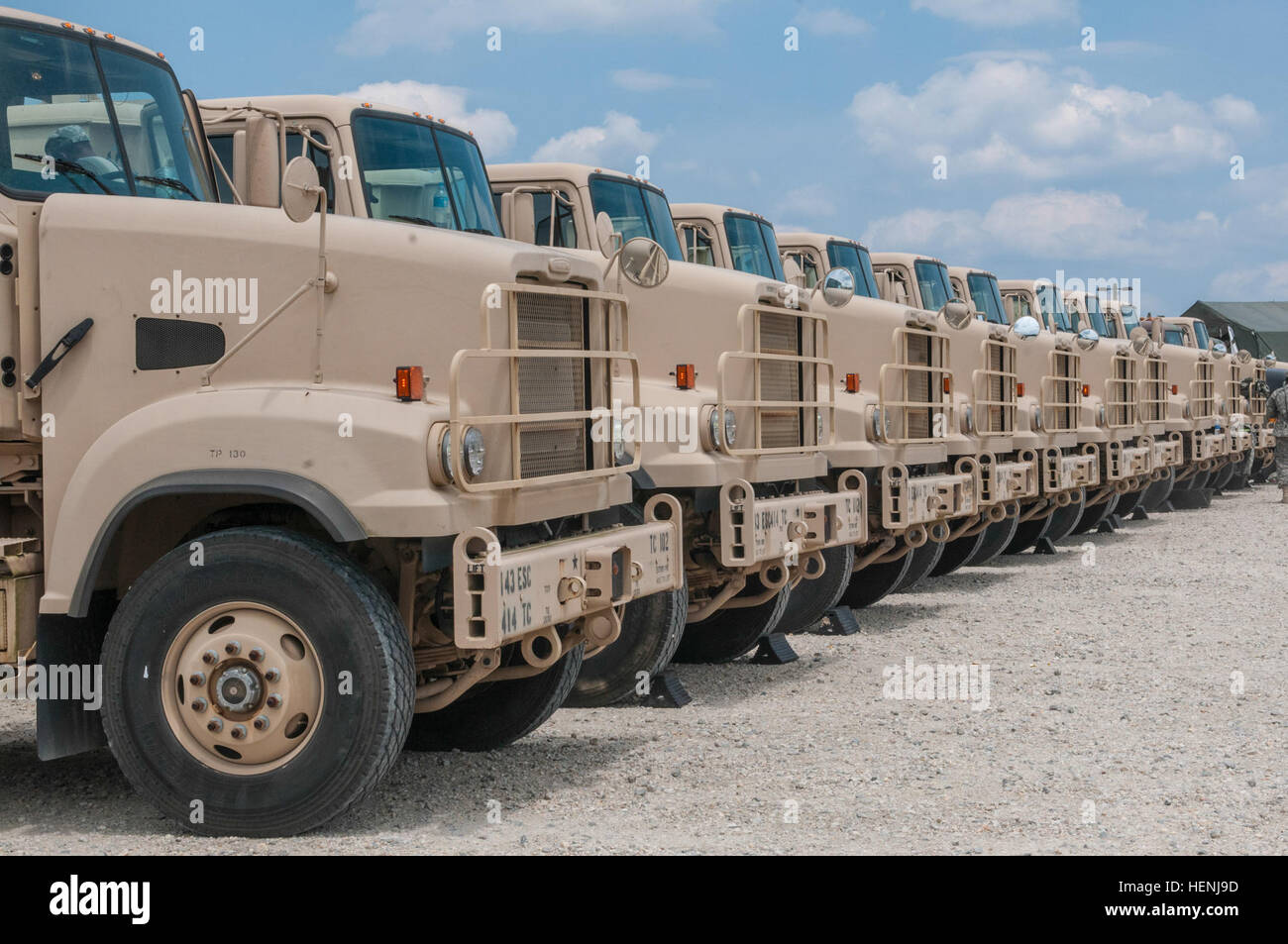 M916 light equipment transporter trucks, of the 414th Transportation