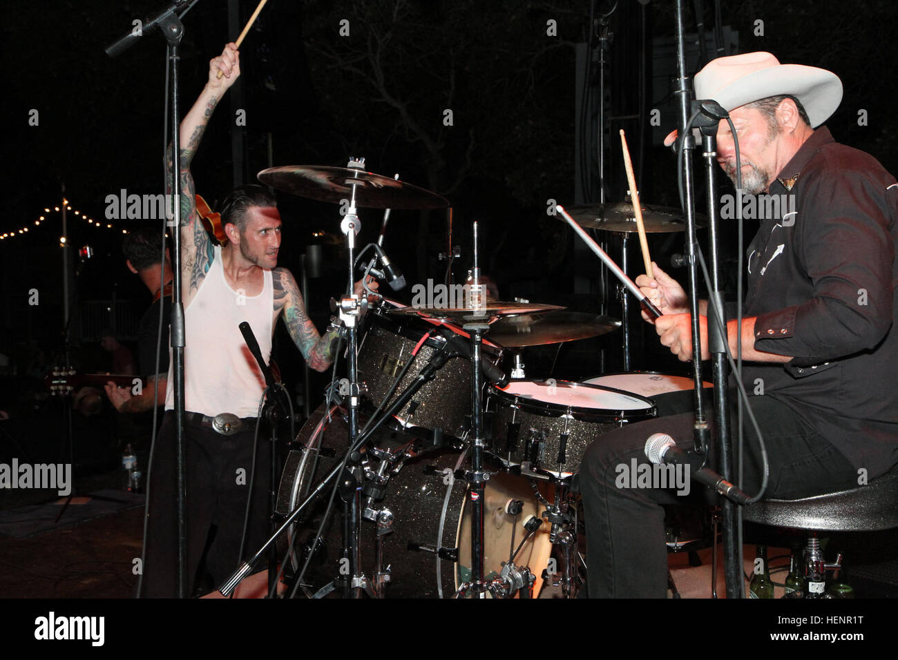 Steve Hot Rod Walt and the PsychoDeVilles drummer, bangs on