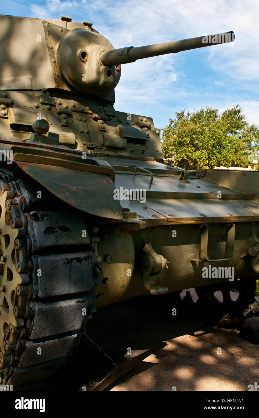 An M-3 Light Tank, also known as a “Stuart,” awaits restoration from ...