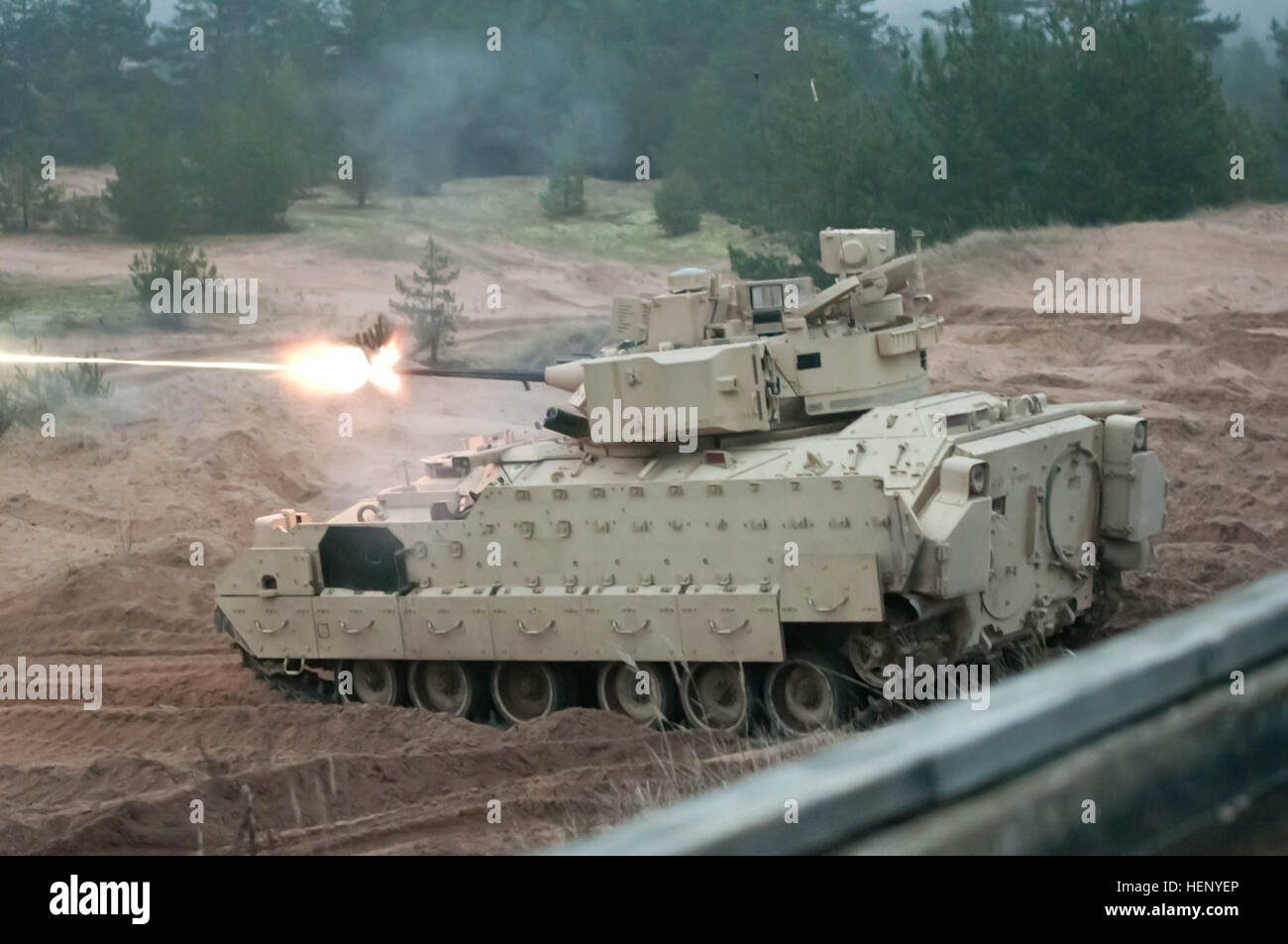 An M2A3 Bradley Fighting vehicle from Company A, 2nd Battalion, 8th
