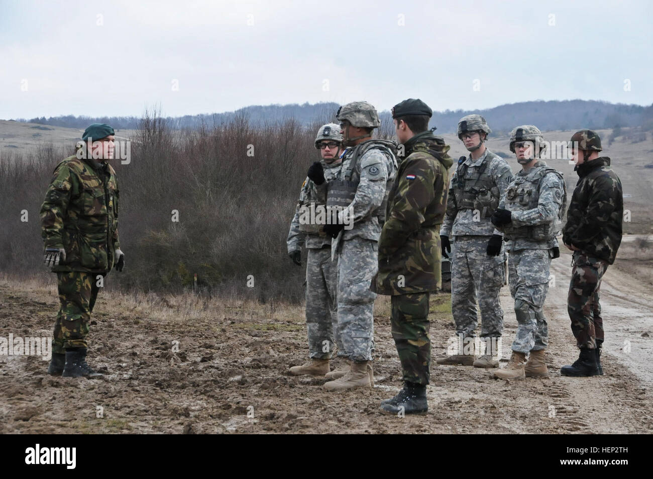 Dragoon Troopers from 2nd Cavalry Regiment observe Dutch engineers from ...