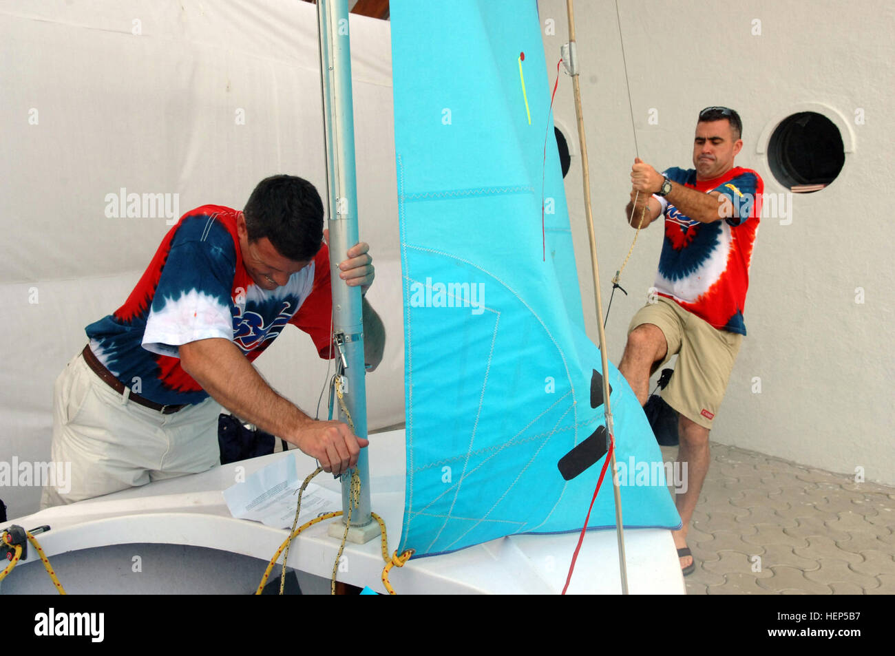 U.S. Army Maj. Brian Doyle and U.S. Navy Lt. Cdr. David Fagan at the 2007 Military World Games Stock Photo