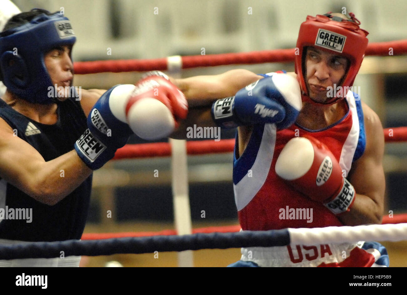 A U.S. Army captain competes in a boxing match at the 2007 Military ...