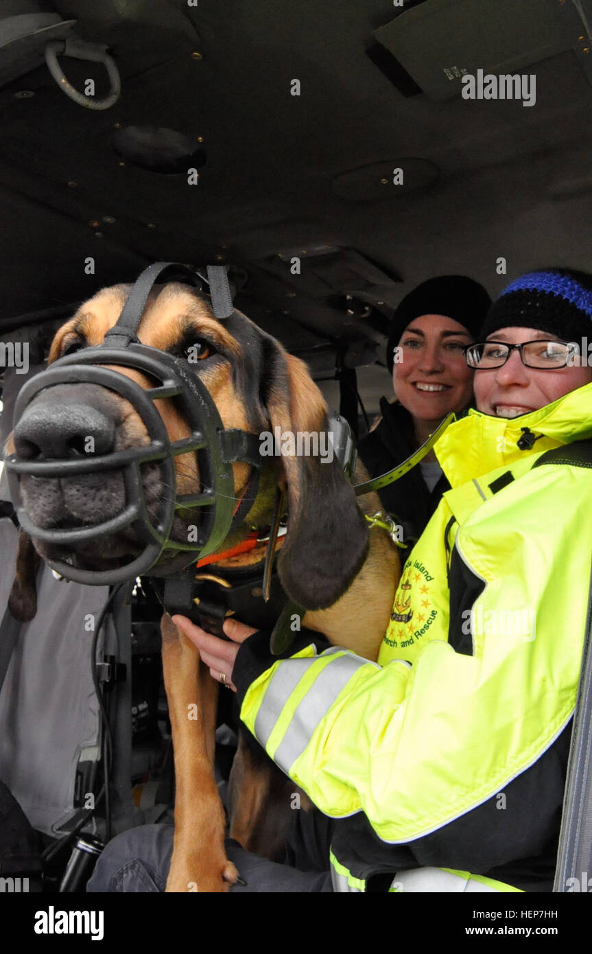 Jep, a K9 search and rescue dog, receives UH60 Black Hawk