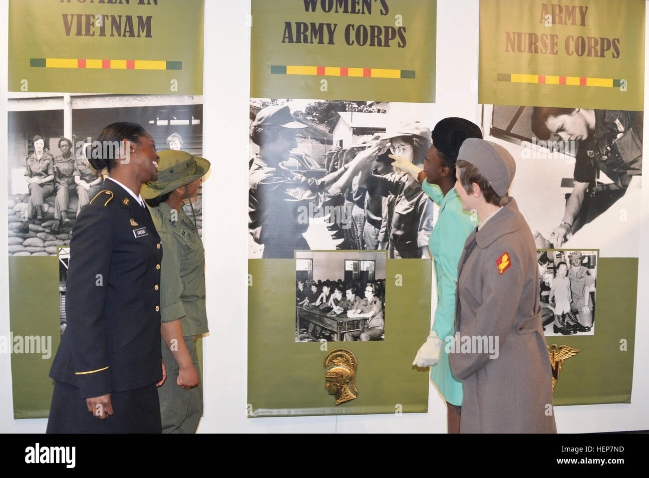 Soldiers from the 23rd Quartermaster Brigade, three of them dressed in