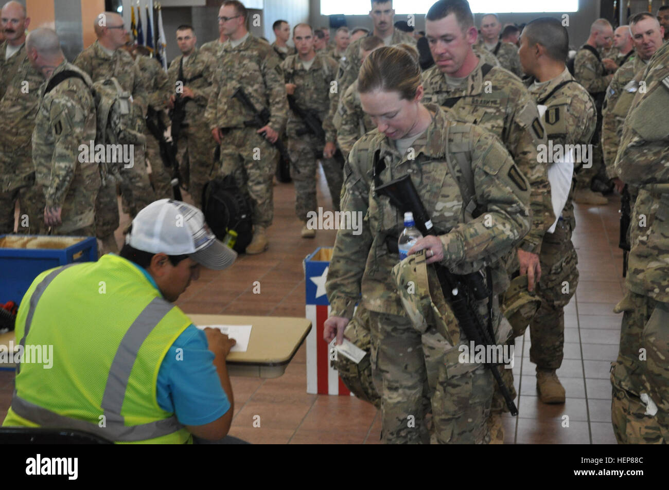 Soldiers of the 2nd Platoon, 338th Engineer Company, process at the ...