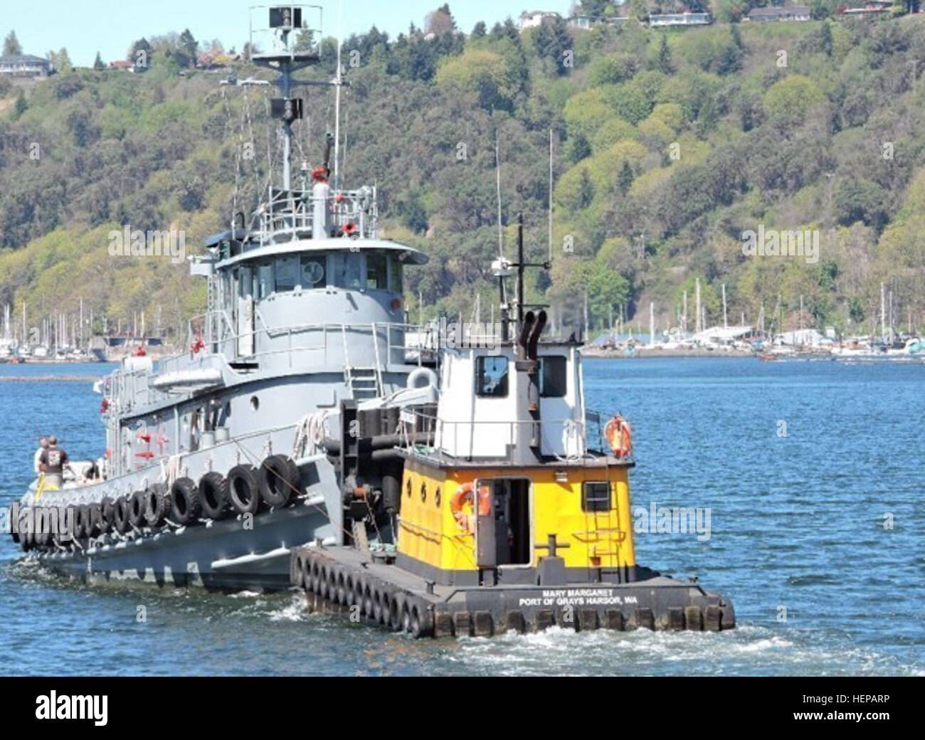 The 100-foot tug boat was a single engine ocean tug boat in service since the 1950s. In the 1990s the vessels were refitted with a modern diesel engine and, due to stability concerns, were reclassified as 'harbor tugs'. The 100-foot tug boats have been systematically removed from the Army and Army Reserve inventory and replaced with a fleet of six modern, twin engine 128-foot ocean going tug boats. The last major mission for the Anzio was supporting the Joint Logistics Over The Shore (JLOTS) exercise at Camp Pendleton, Calif., in 2008. The vessel now belongs to the Native Village of Eyak, Alas Stock Photo