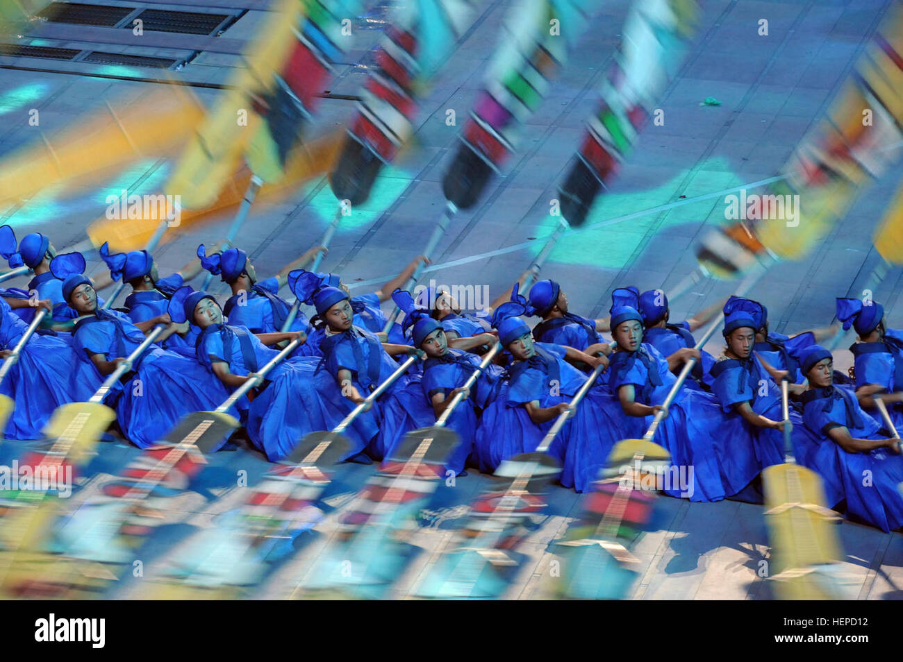 Rowers during 2008 Summer Olympics opening ceremony Stock Photo