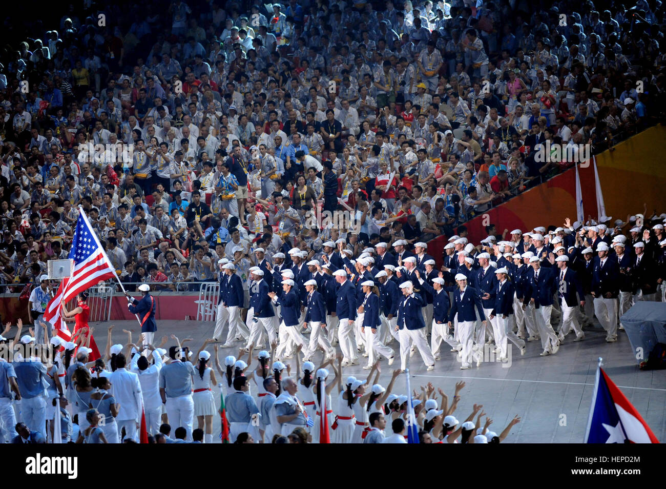 Members of Team USA during 2008 Summer Olympics opening ceremony Stock Photo