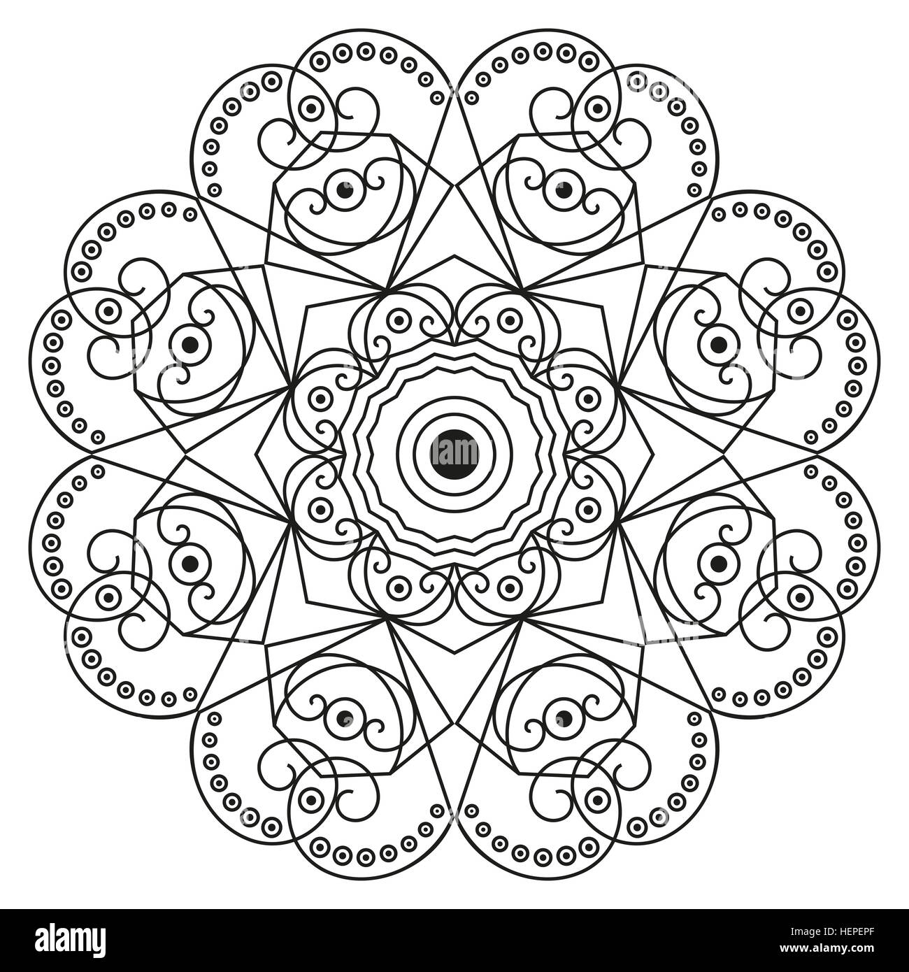 Blackwhite round ethnic pattern. Element for design Stock Photo Alamy