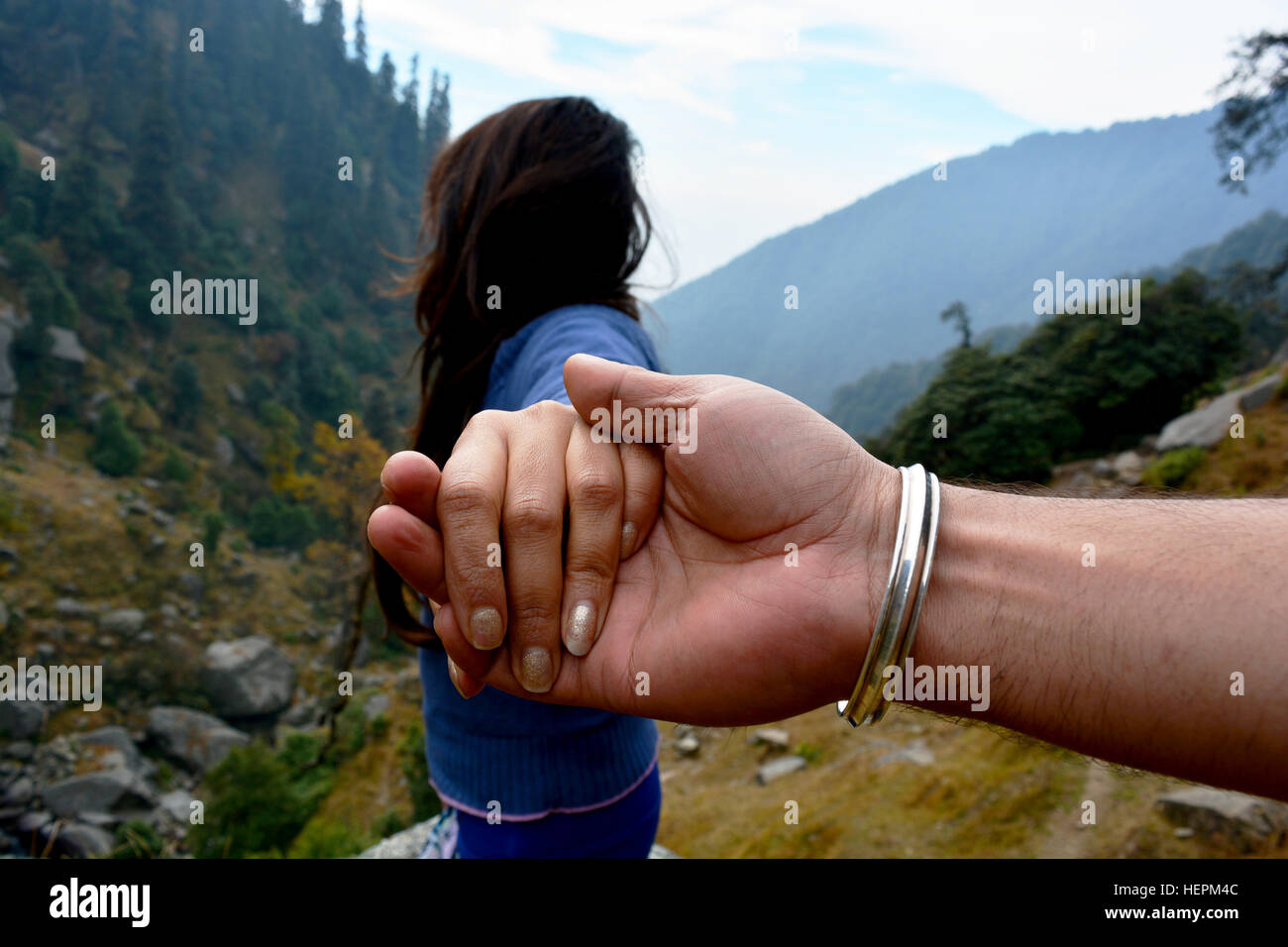 lovers holding hand in hand Stock Photo