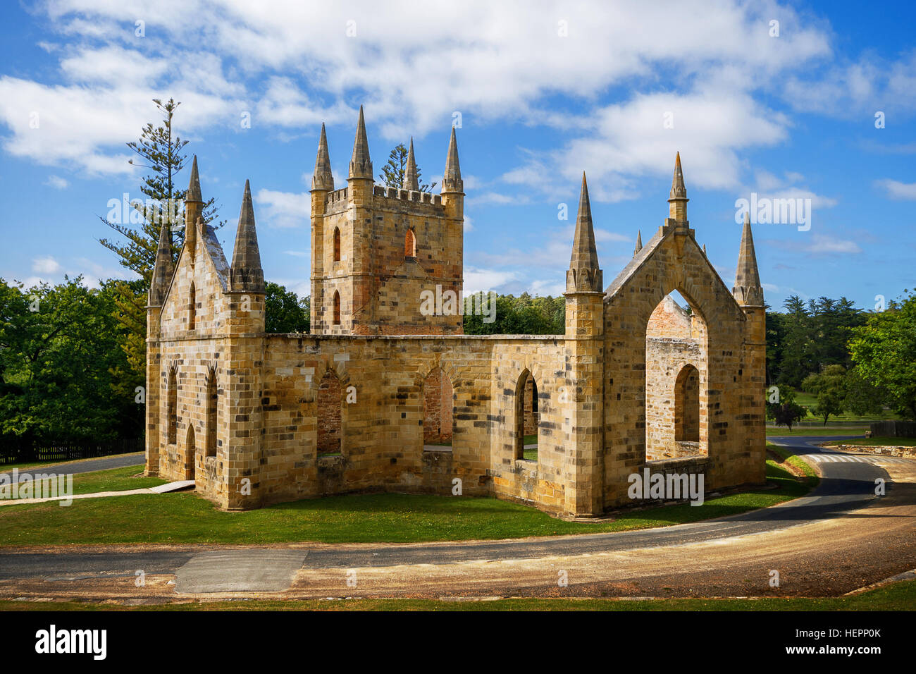 Church Ruins, Port Arthur, Tasmania, Australia Stock Photo