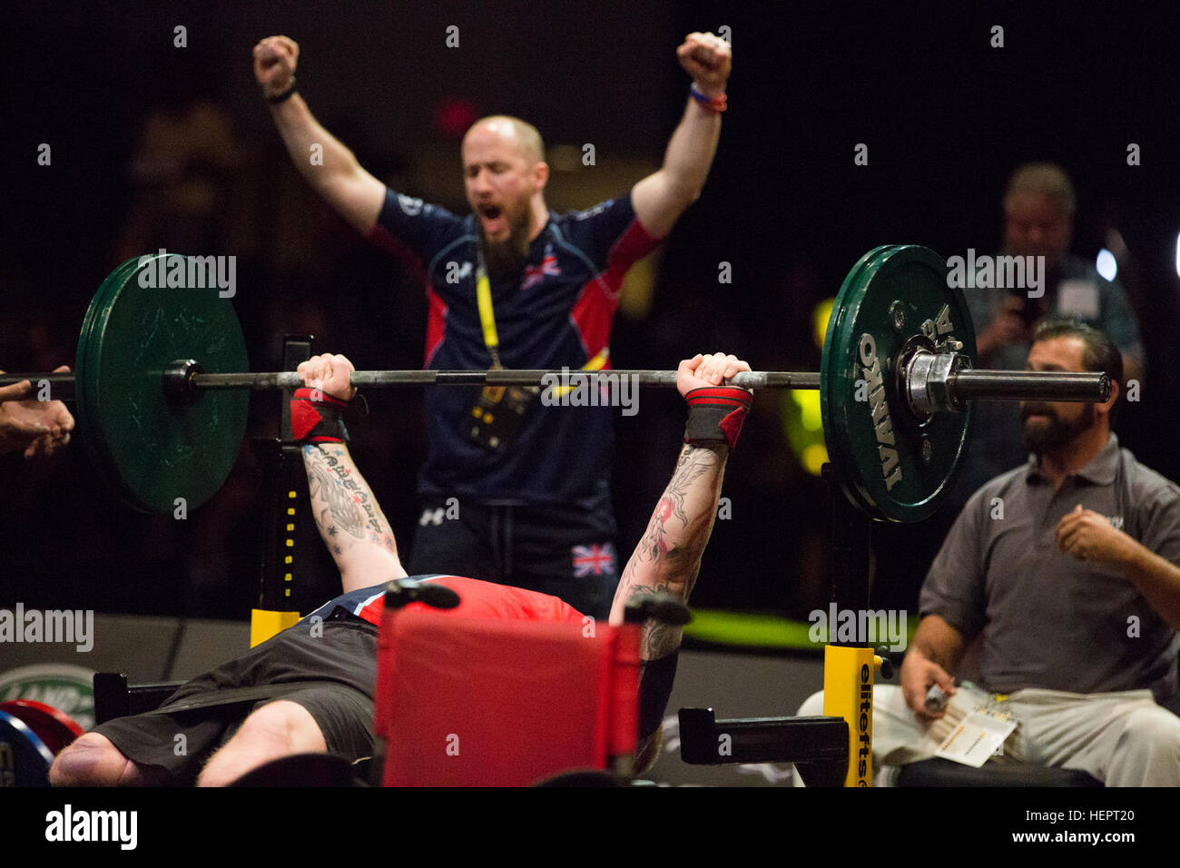 A powerlifter competes in the 2016 Invictus Games, HP Field House, ESPN